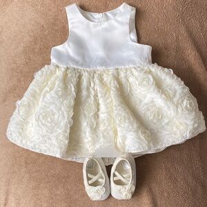 Rare Heirloom Set: American Princess Rosette Dress & H&M Shoes NWOT